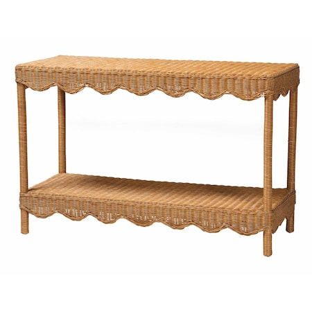 Bali & Pari Oteria Bohemian Light Honey Scalloped Rattan Console Table 250-13644-ZORO