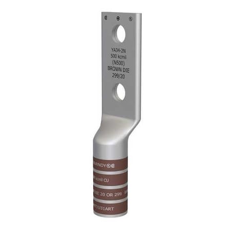 Burndy 500 kcmil, CU, 2 Hole, 1/2 Stud, 1-3/4 Spacing, Long Barrel YA342N