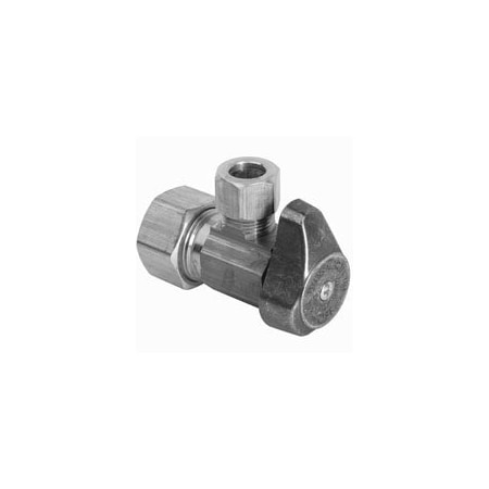Brasscraft Stop Valve, 12 x 14 in Connection, Compression, 125 psi Pressure, Brass Body G2CR09XCD