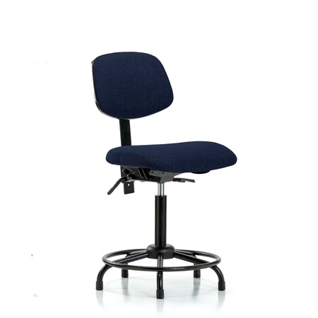 Blue Ridge Ergonomics Chair, Fabric, Med Bench, RT Glides, Nav, No Arms, 22" to 29" Height, Dark Blue BR-FMBCH-RT-T0-A0-RG-F45