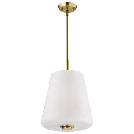 Nuvo Lune, 3 Light Pendant, Vintage Brass Finish, Etched White Glass 60/8238