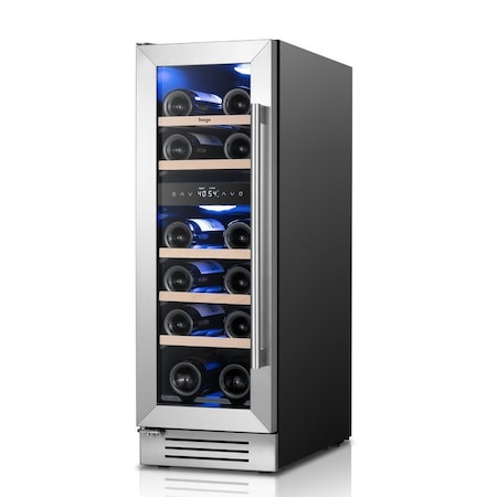 Yeego 11.6 inch 17 Bottle Dual Zone Built-in Wine Cooler Refrigerator with Front Vent YG-WD12R-ZO