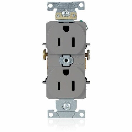 Leviton Industrial Series Heavy Duty Grade Duplex Receptacle, 15 Amp, 125 Volt 5242-GY