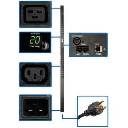 Tripp Lite PDU, Monitored, (20) C13, (4) C19, L6-20P, IEC-320 C20, 10 ft. PDUMNV20HV
