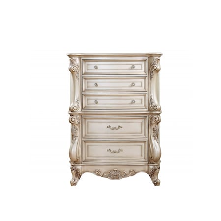 Homeroots 21" Antiqued White Wood Five Drawer Dresser 347177