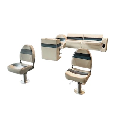 Horizon Mfg Premium 10 Piece Pontoon Furniture Set Whtie/Red/Charcoal Premium 009-AAEC