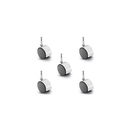 Shepherd Hardware Pacer Hooded Caster Chrome 50mm Dia, 5/16'' x 1-1/2'' Grip Neck Stem, 300 lbs Cap per Set of 5, 5PK PPA50302BC-5
