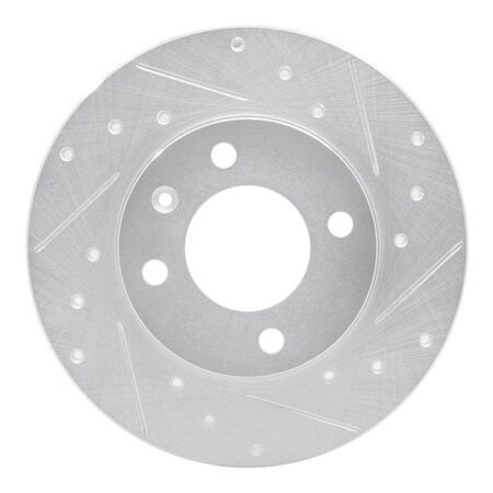 Dynamic Friction Co DFC Brake Rotor - Drilled and Slotted - Silver 631-74000R