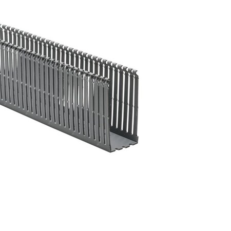 Hellerman Tyton High-Density Slotted Wall Wiring Duct, 2 x 4", 6 ft Sections, Non-Adhesive, PVC, Gray, 60ft/ctn, 60PK 184-24004