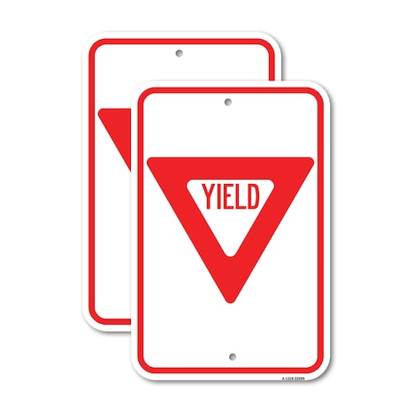 Signmission Yield, 18'' X 24'' 2 Signs, Heavy Gauge Aluminum, 2PK A-1824-2PACK-22695