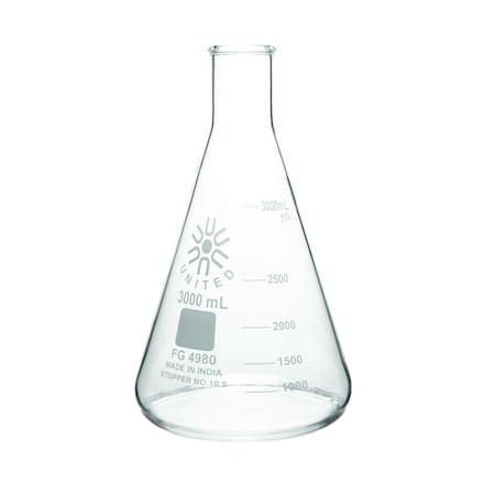 United Scientific Erlenmeyer Flask, Narrow Mouth, Borosili FG4980-3000