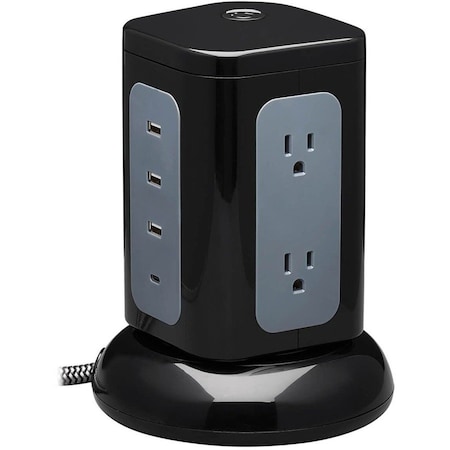 Eaton Tripp Lite Series 6-Outlet Surge Protector Tower, 3x USB-A, 1x USB-C, 8 ft. Cord, 5-15P Plug,  TLP606UCTOWER