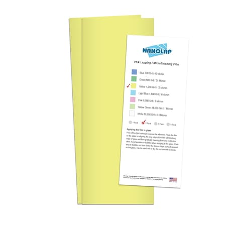 Nanolap PSA Lapping Film, 2 Pc 12 Micron (1,200 Grit), 4-0.25 in x 11 in Microfinishing Fine Sanding Paper 61577N