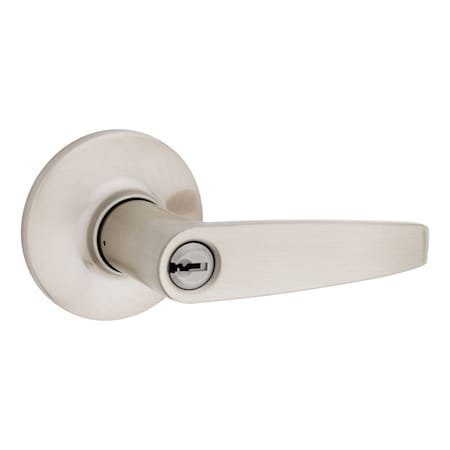 Safelock Winston Lever Round Rose Push Button Entry Lock with RCAL Latch and RCS Strike Satin Nickel Finish SL6000WI-15