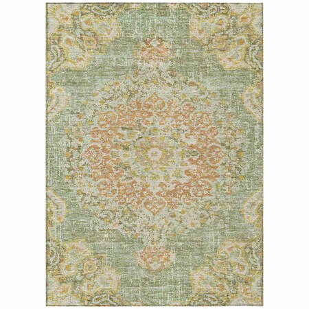 Homeroots 8' X 10' Artichoke Green Floral Medallion Washable Indoor Outdoor Area Rug 607833