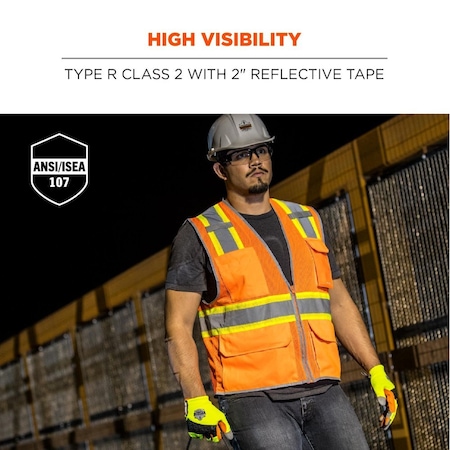 Glowear Breathable Vest with Reflective Binding, Large/XL, Orange, Polyester Mesh, Zipper Closure, 8246Z 24135