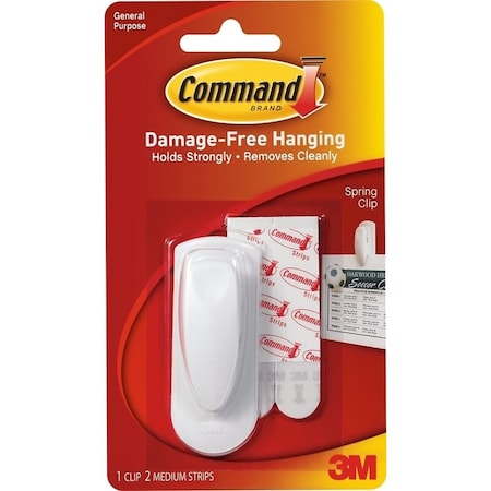 Command Spring Clip, Plastic, White 17005