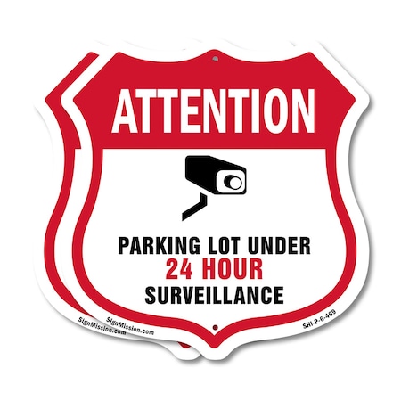 Signmission Video Surveillance Shield Sign Attention, 6 inch X 6 inch, Plastic Sign, 2PK SHI-P-2PACK-6-469
