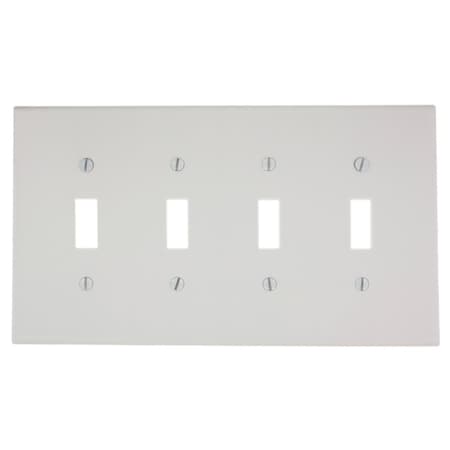 Leviton Switch Wallplate, Midway Size, Gang 4, White 80512-W