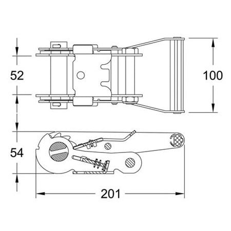 Doleco Ratchet Buckle 2" Short Handle, 3,666 lbs WLL Cargo Securement 58200008