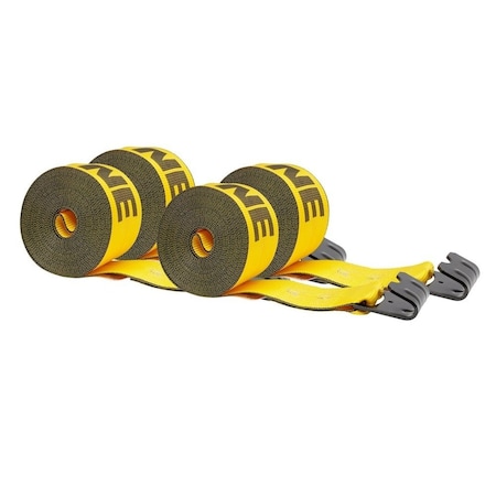 Mytee Products Kinedyne 4in x 30ft Winch Strap with Flat Hook - Gold, 4PK WS430Kx4