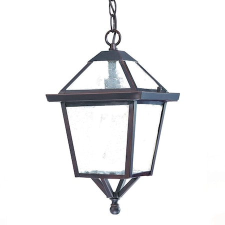 Homeroots Antique Bronze Glass Hanging Lantern Light 398017