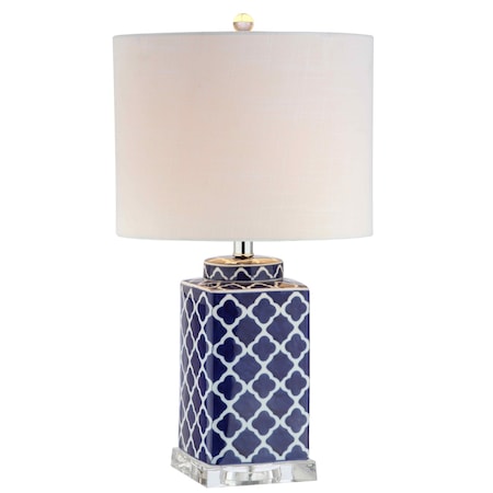 Jonathan Y Clarke 23" Chinoiserie LED Table Lamp, Blue/White JYL3011A