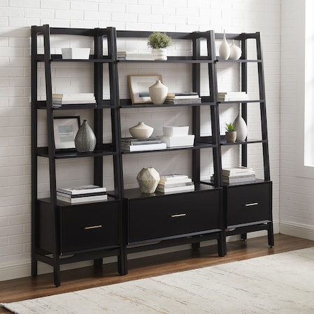 Crosley Landon 3-Piece Etagere Bookcase Set KF13040MB