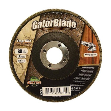 Gator Grit 9708 4 x 0.63 in Disc Flap Type 80 Grit 2458842
