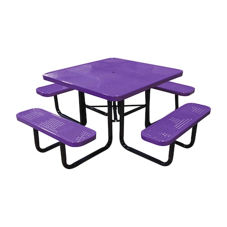 Leisure Craft 46" Square Picnic Table, Perforated Metal, Portable, Purple T46SQP-PERF-PURPLE