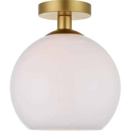 Cling Baxter 1 Light Flush Mount Ceiling Light with Frosted White Glass, Brass CL2955562