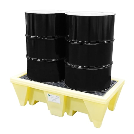 Enpac Drum Spill Pallet, 58 gal Spill Capacity, 2000 lb Load Capacity, Polyethylene 5253-YE-D