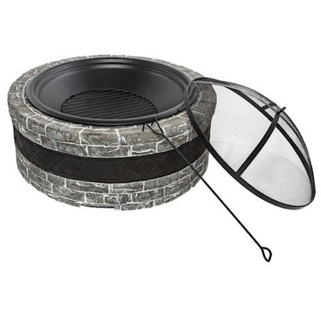 Sun Joe Cast Stone Fire Pit, Charcoal Stone SJFP35-CS-STN