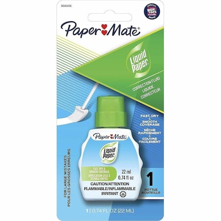 Paper Mate Liquid Paper Fast Dry Correction Fluid, 22 mL, Bright White, Fast-drying, Spill Resistant, 6PK 5640415K