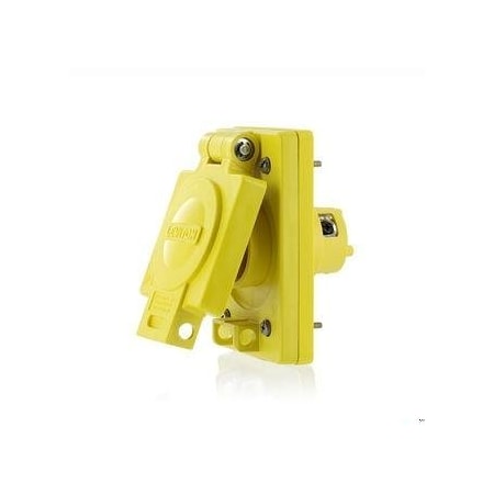 Leviton Watertight Locking Receptacle, L6-15, 15 A, 250V AC, 2 Pole, Screw Terminals, Yellow 95W49-S