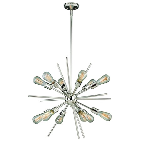 Vaxcel Estelle 12 Light Polished Nickel Mid-Century Modern Sputnik Pendant P0196