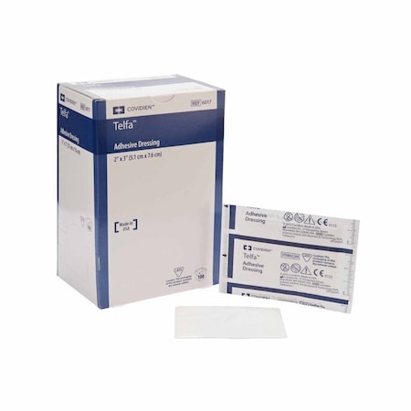 Telfa Adhesive Dressing 2 X 3 Inch Film / Cotton Rectangle White Sterile, 100PK 6017