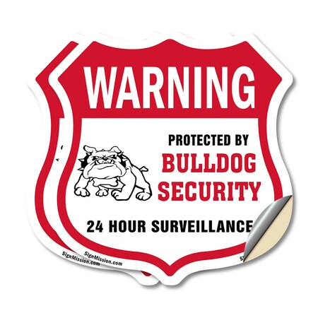 Signmission 24 Hour Surveillance Shield Sign Warning, 6 inch X 6 inch, Vinyl Decal, 2PK SHI-D-2PACK-6-350