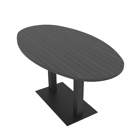 Skutchi Designs Boval Conference Table With Power Unit, 36 in W, 60 in L, Grey HAR-BOVL-36X60-DOU.BK-WA7949-NA