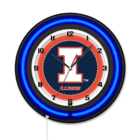 Holland Bar Stool University of Illinois 19 Double Neon Wall Clock Clk19BK