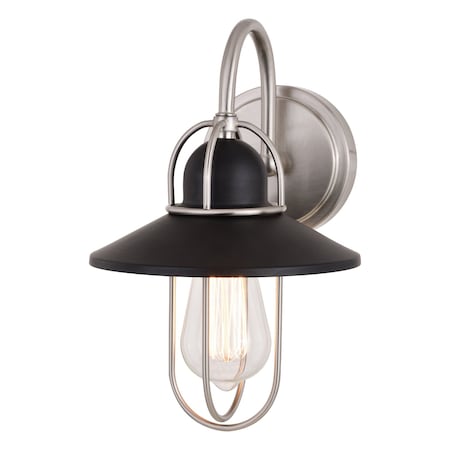 Vaxcel Galena 7.5 in W 1-Light Matte Black, Satin Nickel Nautical Coastal Bathroom Vanity Fixture W0401R