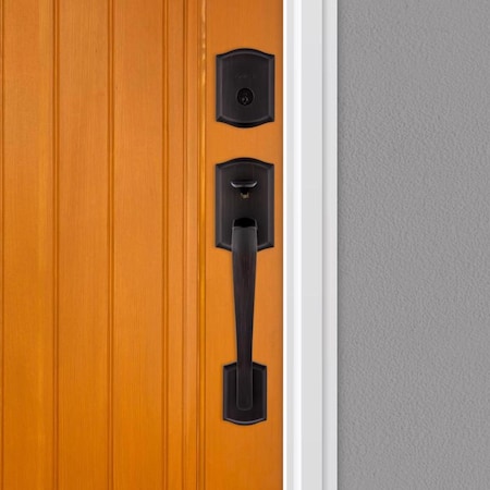 Kwikset Prescott Venetian Bronze Entry Handleset 1-3/4 in. 98180-022