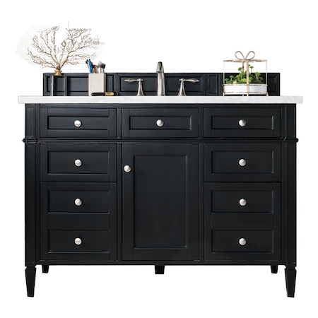 James Martin Vanities Brittany 48'' S Vanity, Black Onyx w/ Jasmine Pearl Silestone Top w/FreePower Wireless Charger 650-V48-BKO-FEJP