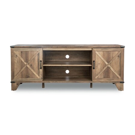 Homeroots 60in Oak Open Shelving TV Stand with Bookcase 568897