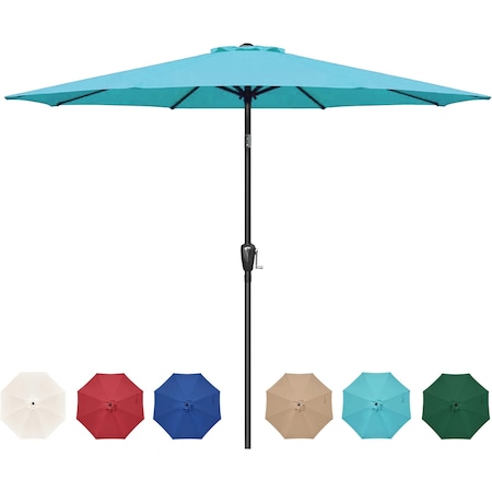 Simple Deluxe 9' Patio Umbrella Outdoor Table Market Yard Umbrella with Push Button Tilt/Crank, 8 Sturdy Ribs for LGBRLA9TUQ