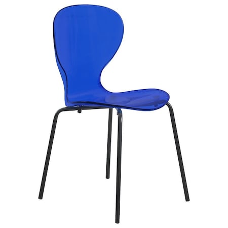 Leisuremod Modern Oyster Transparent Side Dining Side Chair with Black Base in Transparent Blue OCB-17TBU
