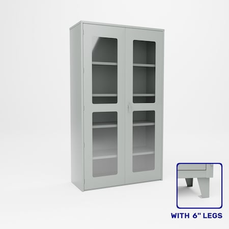 Pucel Heavy Duty Storage Cabinet, 48 in W x 19 in D x 90 in H, 4 Levels, Plexiglass, Gray HDSC-4884-19-4L-PLEX