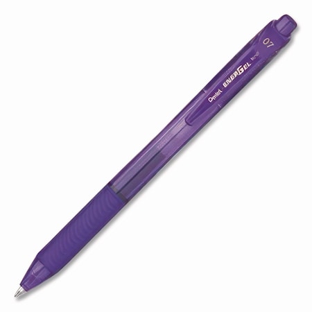 Pentel EnerGel-X Gel Pen, Retractable, Medium 0.7 mm, Violet Ink, Translucent Violet/Violet Barrel BL107-V