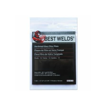 Best Welds Glass Filter Plate, Shade 14, 4-1/2 in x 5-1/4 in, Green 901-932-107-14