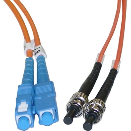 Cable Wholesale SC/UPC to ST/UPC OM1 Duplex 2.0mm Fiber Optic Patch Cord, OFNR, Multimode 62.5/125, Orange SCST-11105
